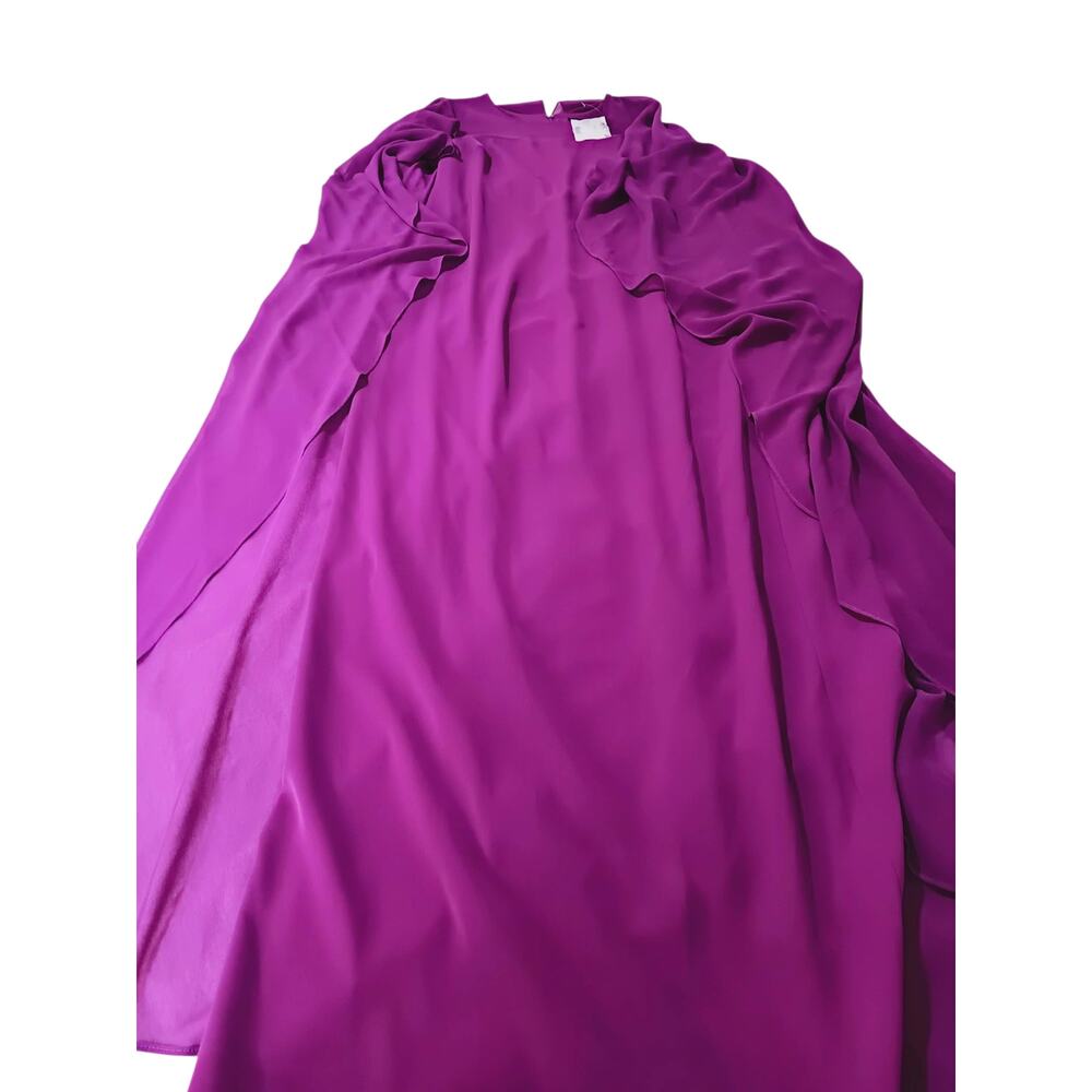 NEW RALPH LAUREN 4 Cape Sleeve Georgette Long Formal Dress Magenta Maxi Motherof - Picture 5 of 13